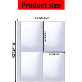 Pack of 30 Transparent Wallets, 4 Compartments, Photo Sleeves, Transparent Postcard Sleeves, A4 Ring Binder for Storing Photos, Postcards, Souvenir Paper (120 Pockets)