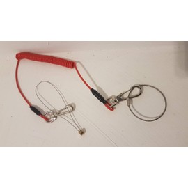 Stainless Steel Coil Spring Wire Core Hand Tool BBI Scaffold Safety Lanyard with 2 Clips -Scaffold Tool Lanyard Extra Strong Cable - Scaffold spanners/Tools Heavy Duty Arrest