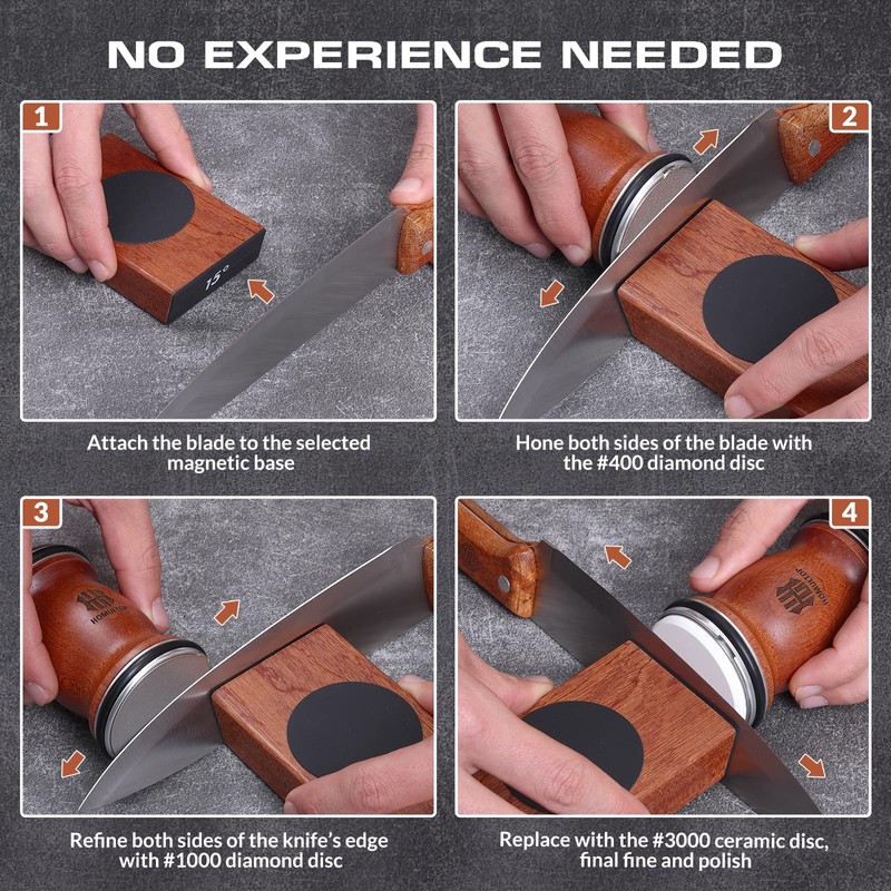 Rolling Knife Sharpener Kit, Kitchen Knife Sharpener with Replaceable Discs
