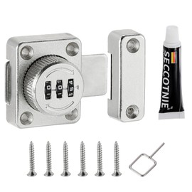 PATIKIL Cabinet Password Latch, Zinc Alloy Keyless Combination Lock 3-Digit Password Cabinet Lock Safety Lock with Glue for Cabinet Drawer Cupboard, Silver
