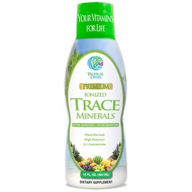 Tropical Oasis Tropical Oasis - Premium Ionized Plant Based Trace Minerals Liquid Formula- 74 essential minerals in liquid form for up to 96% Absorption - 16 oz, 32 servings