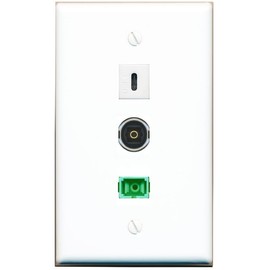 RiteAV - SC-APC Singlemode Simplex TOSLINK USBC Wall Plate Flat White