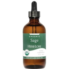 Herb Lore USDA Organic Sage Tincture – Alcohol-Free, Supports Milk Reduction & Hormonal Balance During Life Changes (Salvia officinalis) – 4 Fl Oz Liquid