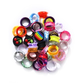 Jewseen 20Pcs Silicone Tunnels Random Colors Silicone Gauges Double Flared Ear Tunnels Flexible Ear Gauges 6g-1''