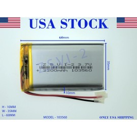 Battery 3.7V 2200 MAh 103560 Lithium Polymer LiPo Rechargeable Battery (USA STOCK)