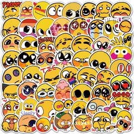 100pcs Happy Smile and Sad Face Stickers Pack, Cute Emotional Graffiti Waterproof Vinyl Stickers for Water Bottle Laptop Guitar Computer Phone Scrapbooking, Meme Reward Stickers for Teens Kids