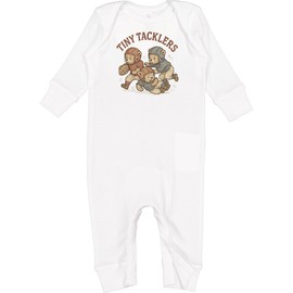inktastic Tiny Tacklers Bear Football Design Baby Romper Coveralls 6 Months White 465a3