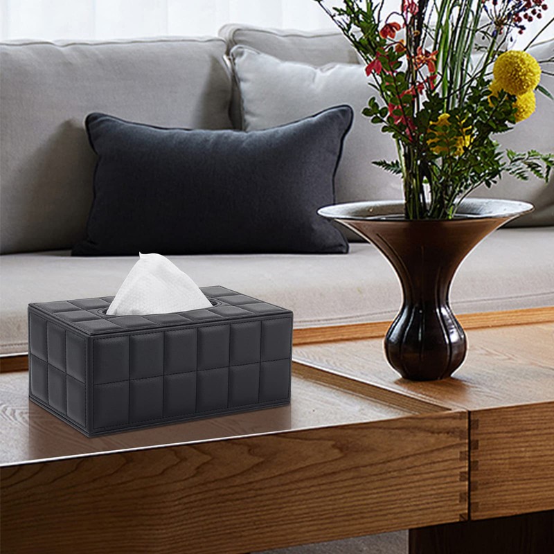 XNONE Tissue Box Cover PU Leather Tissue Box Holder Rectangle