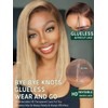 KLAIYI Bye Bye Knots Glueless Wig Blonde with Brown Roots