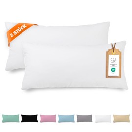 Veluna Home Cushion Cover 40 x 80 cm - 100% Cotton (Set of 2) - White - Densely Woven with 57 Threads/cm² - Pillowcase - Oeko Tex Certified - Renforcé Cushion Cover for Cushions with Zip