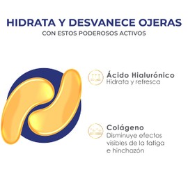 MIST JEWEL Parches para contorno de ojos anti-ojeras con Ácido hialurónico y Colágeno | Paquete de 25 pares de parches antienvejecimiento (Eye patches) para eliminar ojeras y mirada cansada, hidratar y recuperar una mirada iluminada