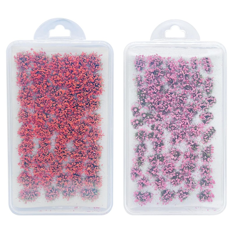 Woohome Miniature Colourful Flower Cluster, Multi Sizes Static Grass Tuft