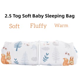 Chilsuessy Baby Sleeping Bag, 2.5 Tog Winter Sleeping Bag, Pure Cotton, Winter Pyjamas, Sleeveless, 70-130 cm, for Newborns and Children, Squirrel, 90 cm, Baby Height 85-95 cm