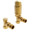 Brushed Brass Thermostatic Radiator Valve Angled TRV Corner Radiator Thermostat