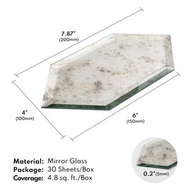 Lovdeco Peel and Stick Beveled Mirror Tile, Mirror Backsplash for Kitchen Bathroom Wall, 4x7.87 Inches Hexagon, Light Antique (30 Pcs, 4.8 SQ.FT.)