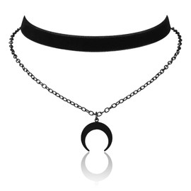 Kotkiddy Gothic Choker Necklace for Women, Black Velvet Necklace, Layer Necklace, Goth Jewelry for Women