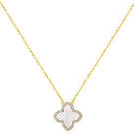 AMIREUX Lucky Clover Necklaces for Women, Dainty Gold Necklace 14k Gold Plated Simple CZ Choker Necklaces for Women Cute Gold Necklace Jewelry Gift for Christmas Gift