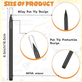 Marsui 40 Pcs Everlasting Pencil Forever Inkless Pencil Eternal with Eraser Aesthetic Reusable for Writing Drawing Home Office School Students Supplies(Black, White)