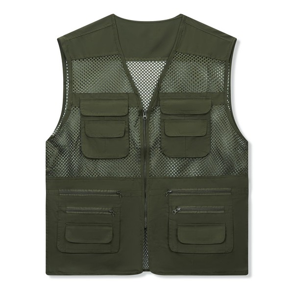 Wirltte Mens Fishing Vests Gilet Lightweight Outdoor Work Cargo Mesh
