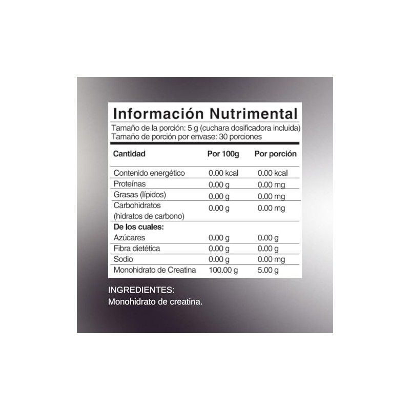 Creatina Monohidratada, Sin Saborizantes, Preworkout, 300g.