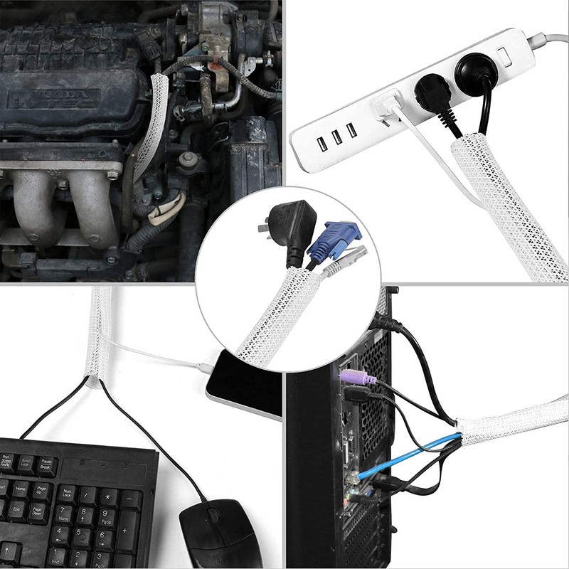 YIUTERA Braided Cable Cover, Cable Storage Sleeve, Cable Sleeve, Management,