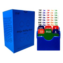 TSB Bridge Bidding Boxes Set of 4 - Compact Bidding Box Easy to Carry and Store - Include Waterproof Plastic Bidding Cards(Blue)