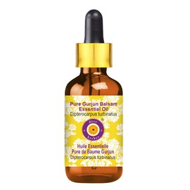 Deve Herbes Pure Gurjun Balsam Essential Oil (Dipterocarpus turbinatus) with Glass Dropper Steam Distilled 10ml (0.33 oz)