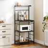 MAHANCRIS Bakers Rack with Power Outlet, Microwave Stand with Storage,