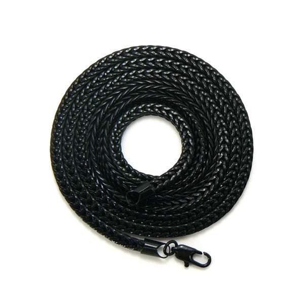 NYFASHION101 4mm 36" Hip-Hop Franco Chain Necklace, Jet Black #701BK