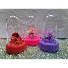 KH Rosa Eterna Encapsulada Led Regalo Dama Mujer Mamá Novia Oso