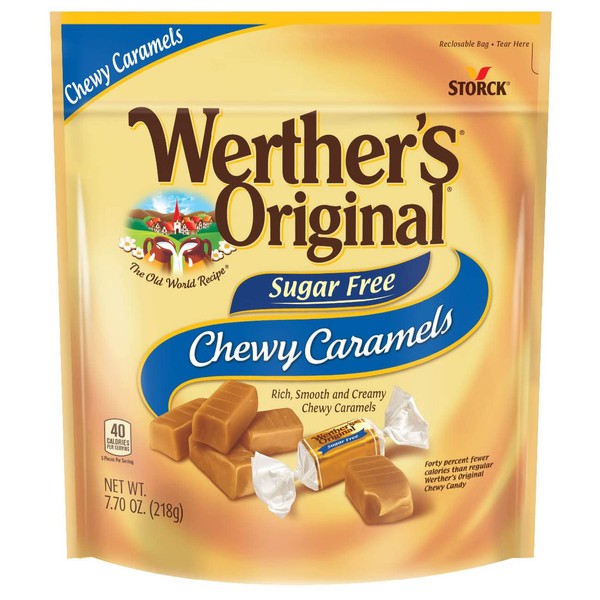 Werther's Caramelos masticables sin azúcar, 7.7 onzas, envueltos individualmente