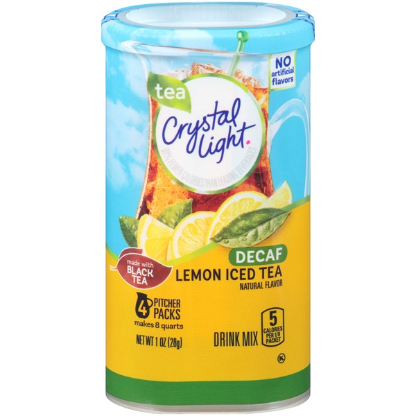 Crystal Light Sugar-Free Decaffeinated Lemon Iced Tea Naturally Flavored Powdered Drink Mix 48 Count Pitcher Packets