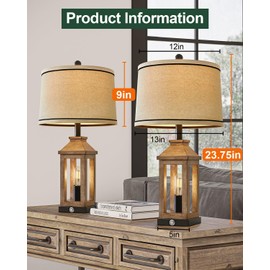 G-SAFAVA 23.75" Farmhouse Dual USB Charging Ports 3-Way Dimmable Touch Control Table Lamp with Nightlight Vintage Modern Lamps for Living Room Bedroom