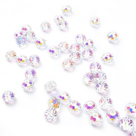 OrchidJewel 84pcs 8mm Wholesale Crystal Briollete Rondelle Beads AB Glass Crystal Beads for DIY Jewelry Making 68 Faceted Assorted 8 Color Choices (Flash White(84pcs))