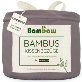 Cushion Cover Set, Dark Grey, Pillowcase 80 x 80 cm, Bamboo Cushion Cover, Cooling Pillow, Allergy Cushion Cover, Sustainable, Bed Linen, Grey, Anti Dust Mite Bambaw