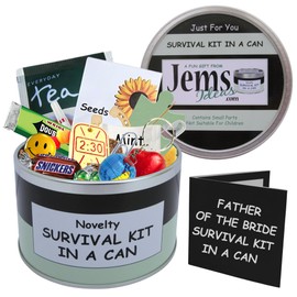 Father of the Bride Survival Kit in a Can – Funny Wedding Day Gift – Novelty Keepsake for Dad – Unique Gift Set Box from Bride – Fun Present for Father of the Bride (Black/Mint)