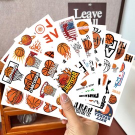 10 Sheets Ball Mix Temporary Tattoos Birthday Themed Party Supplies Decoration Favors Cartoon Cute Sticker for Kids Boys Home Activity Class Prizes Carnival Christmas Rewards (white)