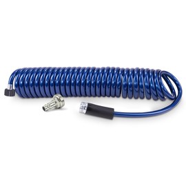 Plastair SpringHose RV Premium Polyurethane Drinking Water Safe Coil Hose with Male Adapter Plug - Lightweight Recoil Garden Hose Retractable Blue Coil Garden Hose 3/8 in by 25-Foot Made in Canada