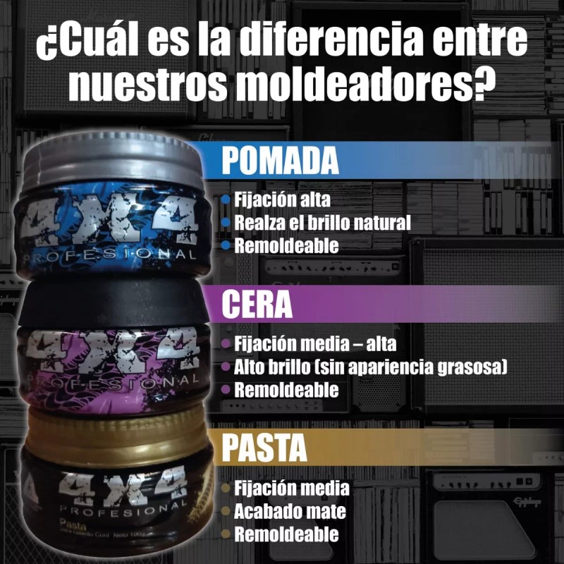 4x4 Kit De Moldeadores De Cabello Pomada + Pasta +
