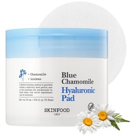 SKINFOOD Blue Chamomile Hyaluronic Pad Moisturizing Toner Pad Korean Skin Care Wiping Lotion (6.7 fl oz (170 ml) / 70 Sheets
