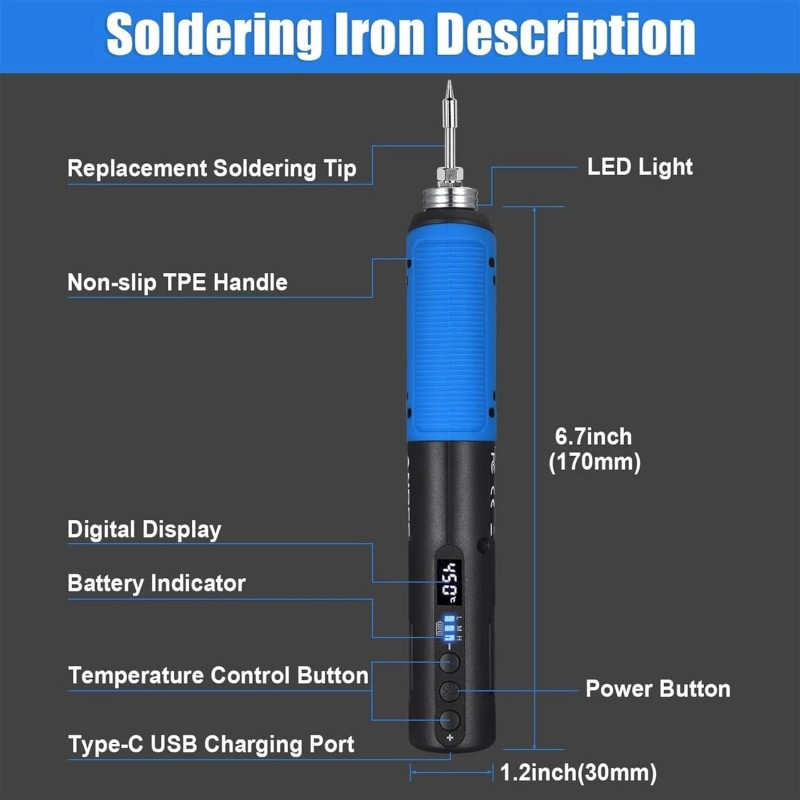 ANBES Cordless Soldering Iron Kit LED Display Portable Soldering Tools