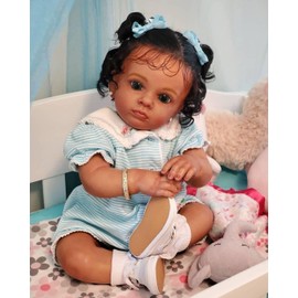 Angelbaby 24" Lifelike African American Reborn Toddler Doll, Cute Realistic Newborn Silicone Gift Toy