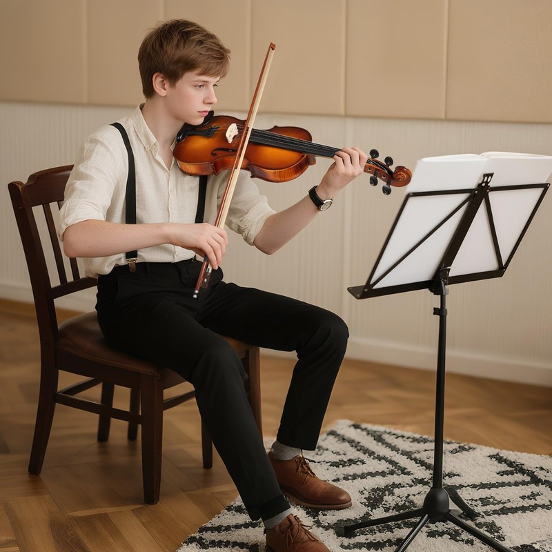 Kmise Violin 4/4 Full Set, High Density Ebony Violins, Glossy