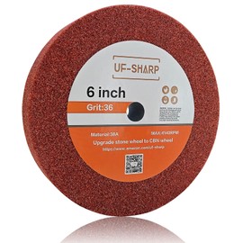 UF-SHARP 6 inch Bench Grinder Wheels, 1" Wide,1/2" Arbor, 36 Grit Aluminum Oxide Grinding Wheel for HSS and Carbon Steel Tools (36 Grit)