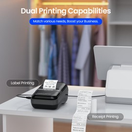 CLABEL Label Maker Barcode Printer 220B Thermal Bluetooth Mini Label Printer Sticker Printer Maker Machine 2 Inch No Ink Portable with 1 Roll Tape for Small Business,Office, Home Black