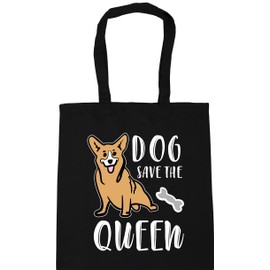 Hippowarehouse Dog Save the Queen - Corgi Queen Elizabeth Tote Shopping Gym Beach Bag 42cm x38cm, 10 litres