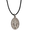 Pewter Miraculous Medal with 18" Leather Cord