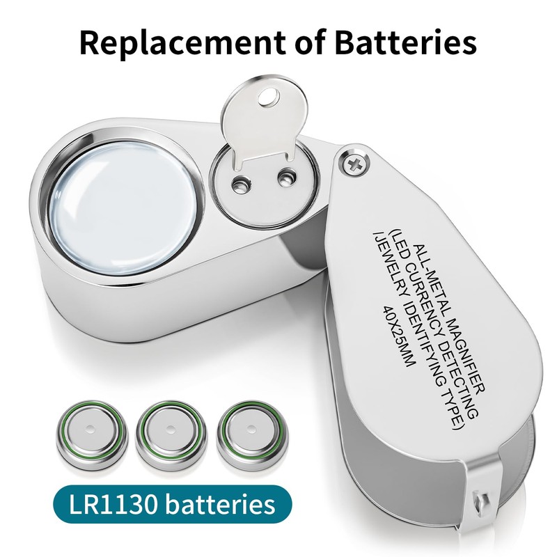 JARLINK 2 Pack 40X Jewelers Loupe Magnifier with Metal Construction,