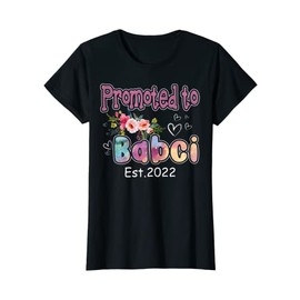 Womens Promoted to Babci Est 2022 Floral First Time Grandma T-Shirt