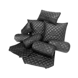 VIP Car Interior Set Black With Black Diamond Stitch Pillows - Title: Neck Pillows (2 Pieces)